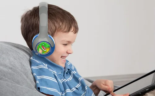 Miniatura 4 de EKIDS - Auriculares Bluetooth de dinosaurio para niños, auriculares inalámbricos para la escuela, H