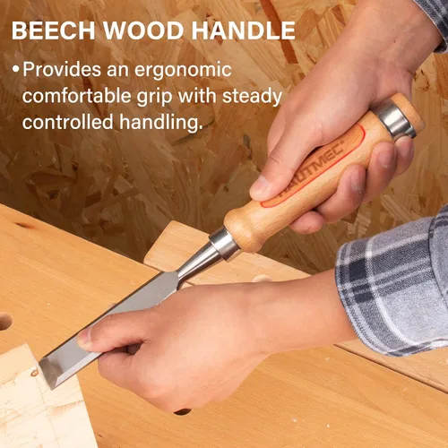 Miniatura 5 de HAUTMEC Juego de cinceles de madera largos para carpintería, cinceles de madera profesionales de 4 piezas con cuchillas de acero 60CR-V y asas