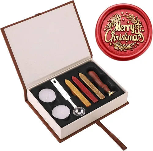 Miniatura 9 de Yoption Kit de sellos de cera, sello de corazón con varillas de cera de sellado doradas, rojas y plateadas, juego de caja de regalo