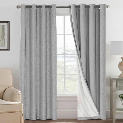 Miniatura 28 de H.VERSAILTEX Cortinas opacas de lino de 63 pulgadas de largo, 100% absolutamente opacas, con aislamiento térmico, con textura de lino, con ojales