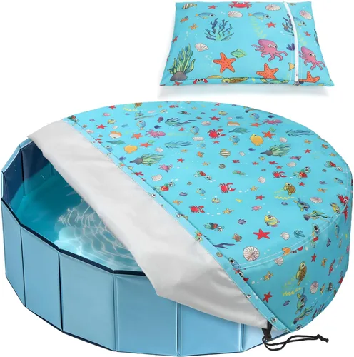 Miniatura 10 de Rypet Cubierta plegable redonda para piscina de mascotas de 71 pulgadas, fundas de piscina para niños, a prueba de fugas, lavables, accesorios
