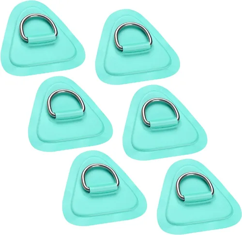 TOBWOLF 6 Pack 3.54" / 9cm Stainless Steel D-Ring Patch for Inflatable Boat Kayak Dinghy SUP, Triangular D-Ring PVC Patch Stand-Up Paddleboard Canoe