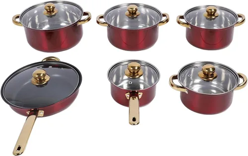 Juego de utensilios de cocina de acero inoxidable, material grueso, diseño multifuncional con varias ollas y sartenes para cocina familiar
