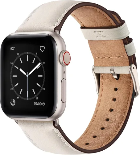 Miniatura 25 de SUNFWR Correas de cuero compatibles con Apple Watch de 1.61, 1.57, 1.5 pulgadas para hombres y mujeres, correa de repuesto de cuero genuino de grano