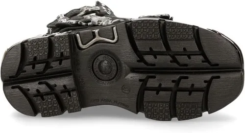 Miniatura 7 de New Rock Boots 1535-S1 - Botas góticas de cuero negro metálico con tachuelas para mujer
