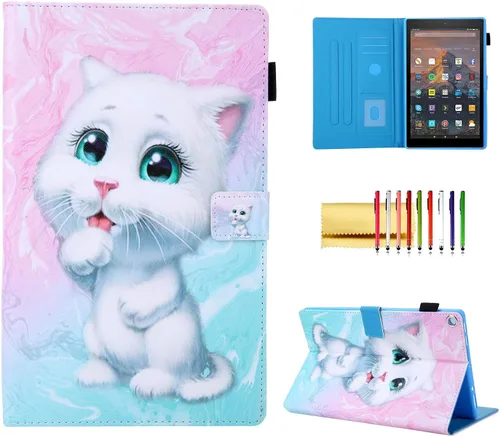 Miniatura 12 de Funda tipo cartera para tableta Amazon Fire HD 10 (5ª generación/7ª generación/9ª generación), soporte plegable delgado