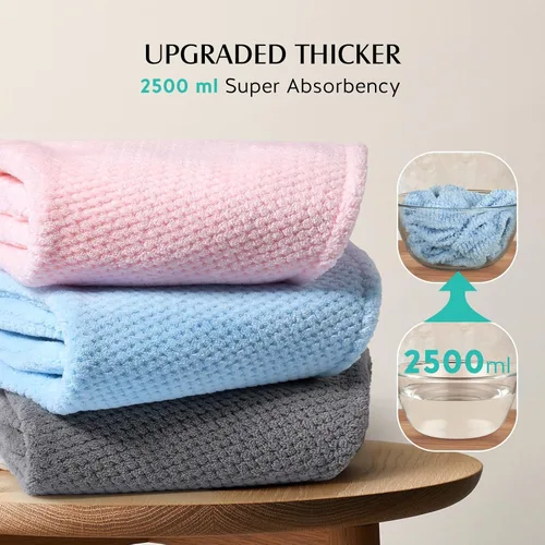 Miniatura 3 de YFONG Paquete de 3 Toallas Grandes de Microfibra para Envolver el Cabello, 30" x 10" Más Gruesas Anti Encrespamiento Secado Rápido Toallas