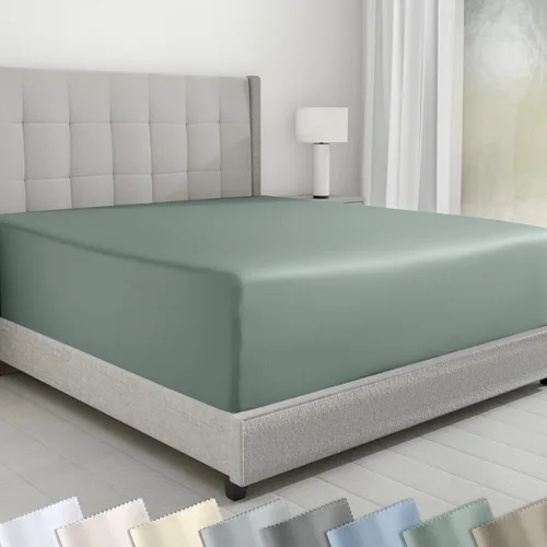 Miniatura 10 de California Design Den - Sábana bajera ajustable de algodón de 600 hilos, con bolsillo profundo elástico