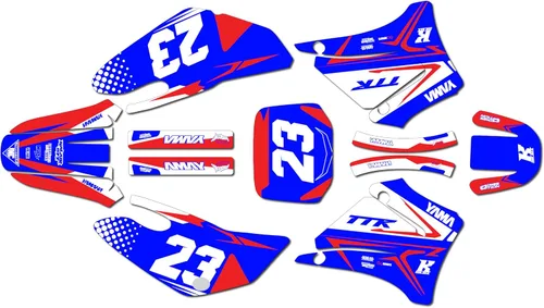 Kit de gráficos Kalair GFX para Yamaha TTR125 (2000-2007) Serie Evader Azul Rojo 9 Mil - Adhesivos de gráficos personalizados para carreras de