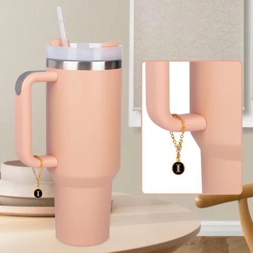 Miniatura 6 de 2 Dijes de Letra I, Accesorios para Taza Stanley Simple Modern, Placa de Identificación de Nombre, Letra Inicial para Mango, Dije Personalizado