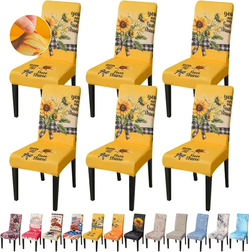 Miniatura 39 de JQinHome Juego de 8 fundas para sillas de comedor, fundas de alta elasticidad extraíbles y lavables, fundas protectoras de asiento para silla