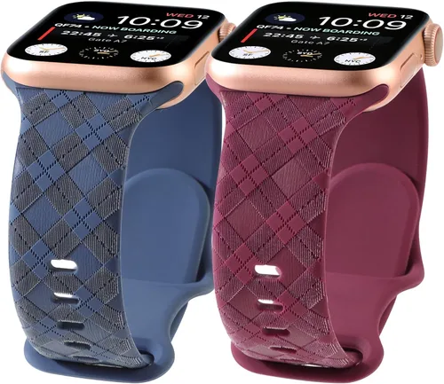 Miniatura 9 de Correas grabadas a cuadros compatibles con Apple Watch Band de 1.575 in 1.614 in 1.496 in 1.654 in 1.732 in 1.772 in 1.929 in, correa deportiva