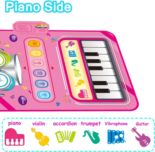 Miniatura 4 de Juguetes para niñas de 1 año Regalos, tapete de piano 2 en 1, juguetes Montessori para niñas de 1 a 2 años, juguete musical educativo Regalos