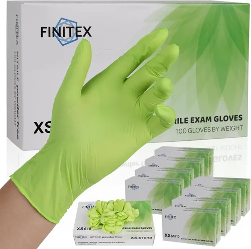 Miniatura 10 de FINITEX Nitrile Disposable Gloves - Green 3.5mil 100/1000PCS Powder-Free Latex-Free Medical & Food Use Verde (Small 100)