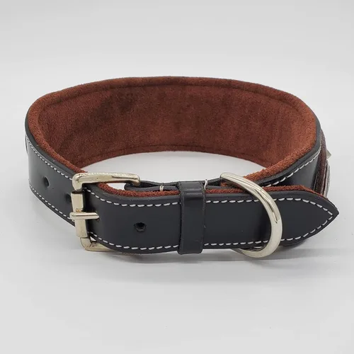 Miniatura 2 de BlazingPaws® Florington - Collar de perro del oeste de cuero negro grueso de lujo de 2 pulgadas de ancho para perros grandes, collar acolchado