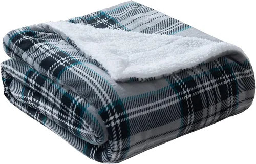 Miniatura 7 de Manta Elegant Comfort, reversible de franela sherpa, ultrasuave, peluda, acogedora y afelpada - Manta decorativa ligera para todas las estaciones