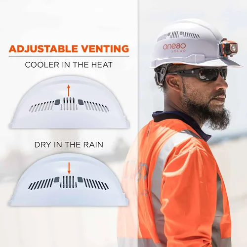 Miniatura 4 de Ergodyne - 60146 Casco Ventilado con Luz, Estilo Gorra, Suspensión de Trinquete, Clase C, Skullerz 8972LED Blanco