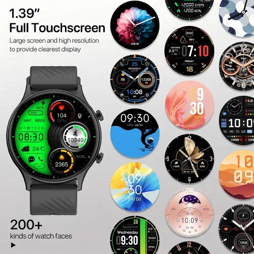Miniatura 8 de WalkerFit Reloj inteligente para hombre, reloj de fitness redondo de 1.39 pulgadas, podómetro con monitor de frecuencia cardíaca, monitor de sueño