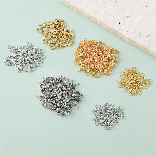 Miniatura 3 de AIEX Juego de 540 accesorios para fabricación de joyas, 240 puntas de cuentas, cubiertas de nudo, 240 conectores de anillo abierto y 60 cierres