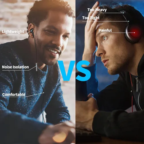 Miniatura 5 de Auriculares USB con micrófono para laptop, auriculares magnéticos con cable de 7.5 pies con aislamiento de ruido, auriculares intrauditivos con Negro