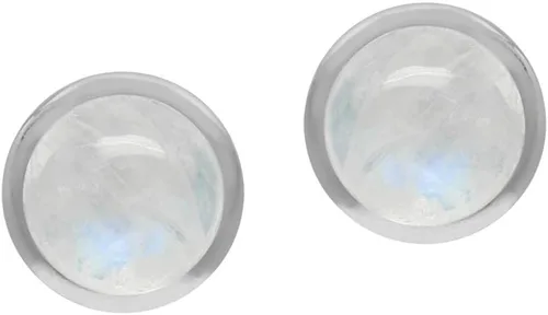 Miniatura 3 de Silvershake Aretes redondos de plata de ley 925 con incrustaciones de piedras de cabujón de 0.236 in, joyería para mujeres o adolescentes