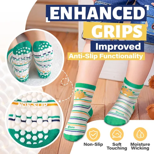 Miniatura 4 de ANTSANG 12 pares de calcetines de bebé para niñas, niños, niños pequeños con empuñaduras, calcetines de tripulación de algodón
