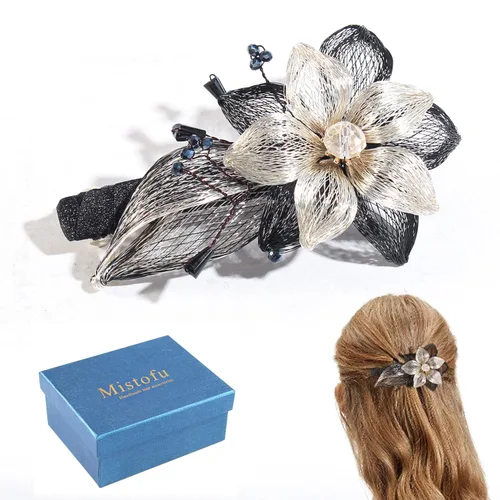 Mistofu 3.93inch DIY alambre de cobre de metal tejido a mano diseño de alto nivel pasadores elegantes accesorios para el cabello, regalos para Negro