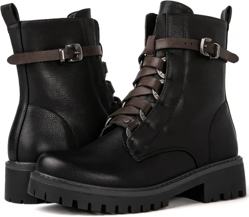 Miniatura 2 de GLOBALWIN Women's Combat Boots Lace Up Boots For Women Ankle Booties For Women Low Heel