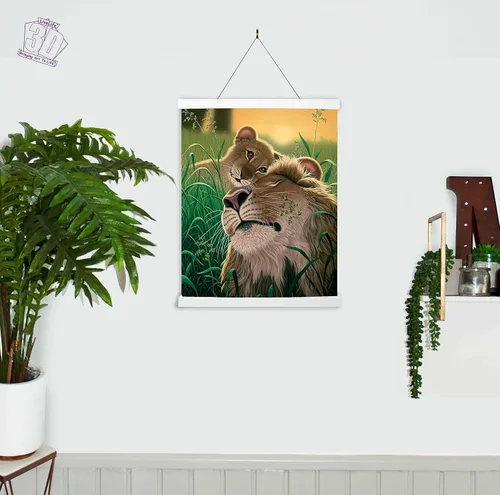 Miniatura 4 de Impresiones de arte de pared lenticular 3D LiveLife - El amor de un padre de Deluxebase. Póster 3D de león sin marco. Decoración de pared perfecta.