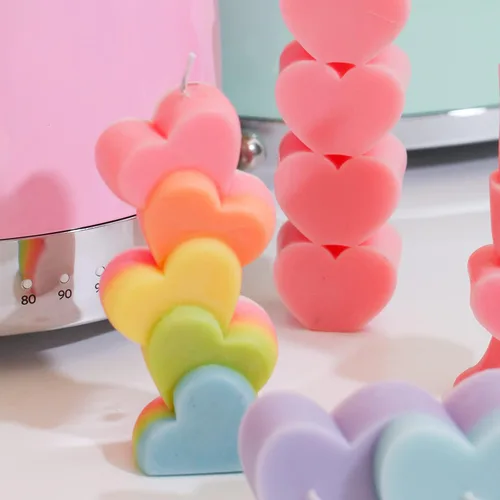 Miniatura 4 de Moldes de vela de silicona hechos a mano en forma de corazón moldes de vela de cera DIY regalos para bodas decoración del hogar (LZ446)