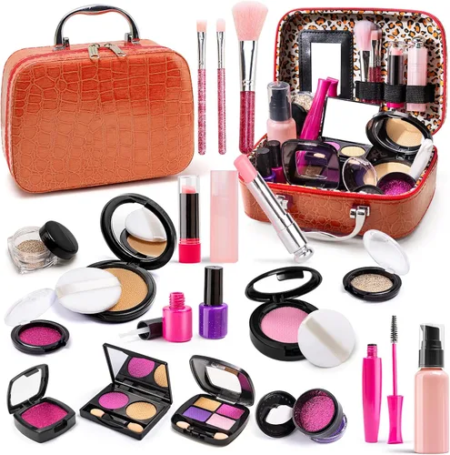 Miniatura 6 de Juego de maquillaje de simulación para niñas de 3 a 8 años, kit de maquillaje para niños pequeños para juego de tocador, juguetes lavables