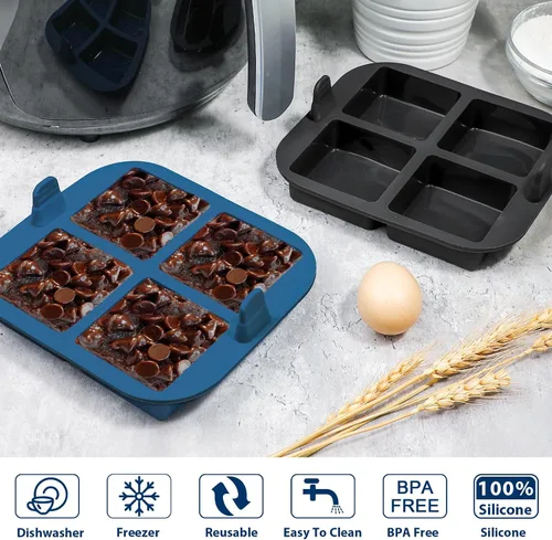 Miniatura 7 de Webake Molde para Brownies de Silicona para Freidora de Aire para Hornear, Molde de Silicona Cuadrado Antiadherente de 2.6" para S'mores, Disco