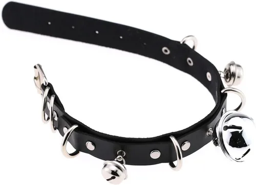Miniatura 5 de Multicolor PU Simulated Leather Black-tone Silver-tone 4cm Large Bell Rivets Neckband Choker Necklace