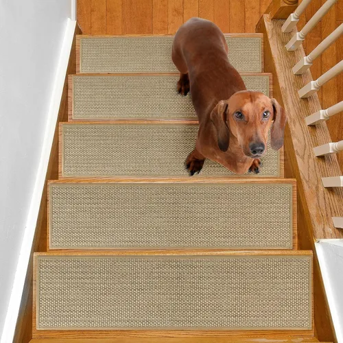 Miniatura 6 de SMILOOL Peldaños Antideslizantes para Escalones de Madera Interior Paquete de 4, 8" X 30", Alfombra para Escaleras de Madera, Alfombras
