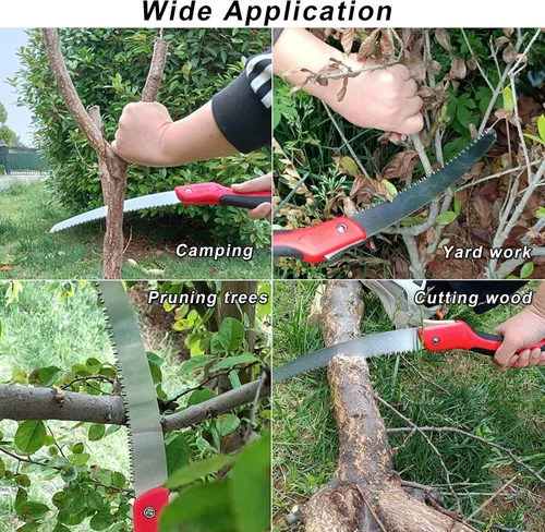 Miniatura 7 de Sierra de poda resistente de 8 pulgadas, sierra de mano plegable con hoja curvada SK5, dientes de afeitar de triple corte utilizados para árboles