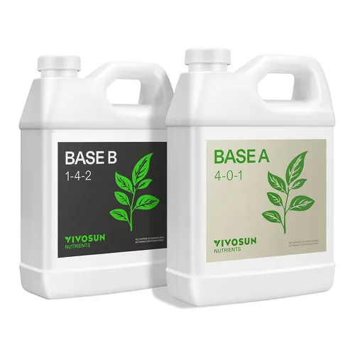 VIVOSUN Paquete base A y B de nutrientes líquidos, fertilizante hidropónico para cultivar grandes, soporta etapas vegetativas y de floración para
