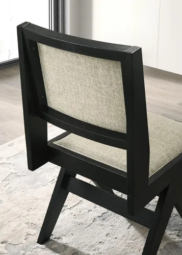 Miniatura 3 de Contemporary 2pc Dining Arm Chairs Set for Room Table & Seating Kitchen Chairs Fabric Upholstered Plank Arms Oak Veneer Rubberwood,Black-2set