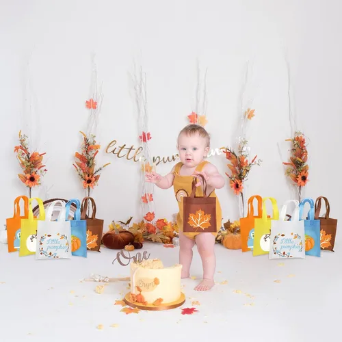Miniatura 5 de FHzytg 20 bolsas de regalo de calabaza azul para fiesta, bolsas de dulces para fiesta de otoño, bolsas de regalo de calabaza de Halloween, bolsas