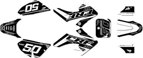 Kit de gráficos para Honda CRF 50 (2004-2012) Evolution Series Negro 09 Mil - Kit de calcomanías gráficas de carreras personalizadas para dirt bike,