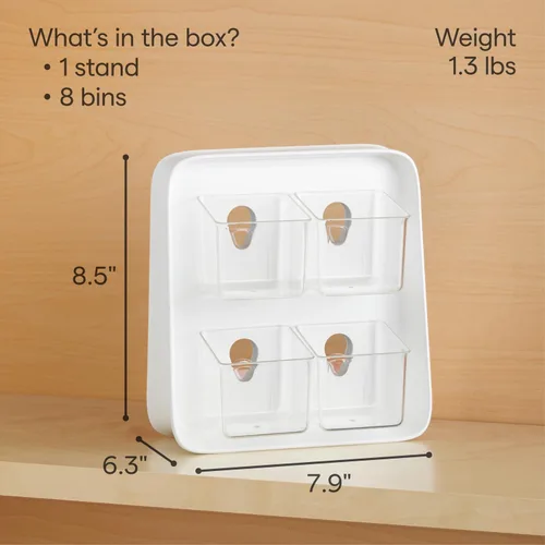 Miniatura 4 de YouCopia TeaStand - Organizador de bolsas de té con compartimentos desmontables transparentes, organizador de almacenamiento para gabinete