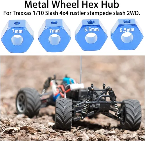 Miniatura 2 de plplaaoo Bujes de rueda hexagonales, 4 cubos de rueda hexagonales modelo RC de 0.551 pulgadas, hexagonal de rueda RC de 0.551 in, 0.217 in y 0.276