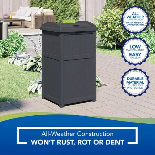 Miniatura 7 de Suncast Paquete de 4 contenedores de basura para exteriores con tapa con pestillo, capacidad de 33 galones Ciberespacio