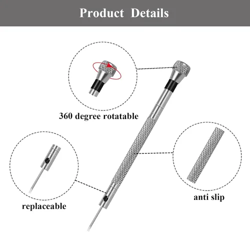 Miniatura 4 de Juego de destornilladores de precisión, kit de destornilladores profesionales de 0.8 a 0.063 in para reparación de relojes, lentes y electrónicos