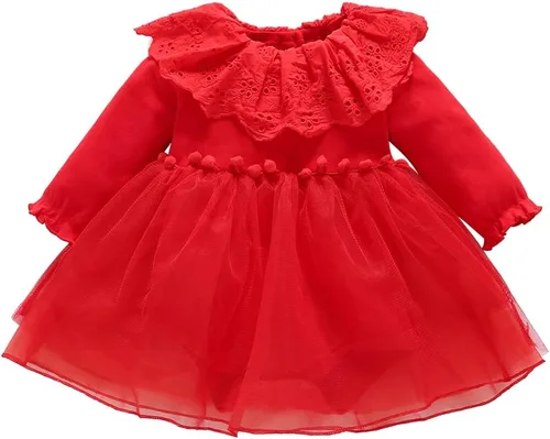 Miniatura 24 de Vestido de otoño de manga larga para niña pequeña, vestido de encaje con flores, boda, primer cumpleaños, bautizo, vestido con sombrero