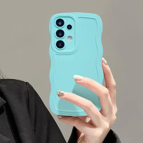 Miniatura 23 de UEEBAI Funda de silicona con marco de ola para Samsung Galaxy S22 5G, funda de teléfono con marco de ola linda, ajuste delgado, amortiguador de Negro