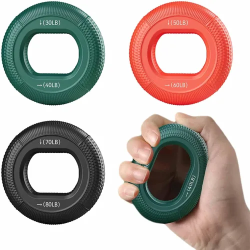 Entrenador de fuerza de agarre (30-80 libras) – 6 niveles de resistencia, 3 anillos fortalecedores de silicona para escalada en roca, atletas,