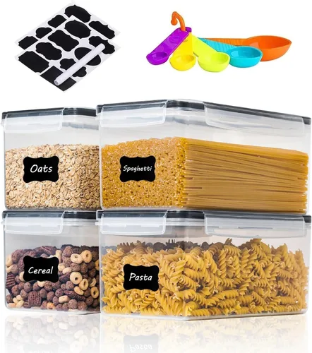 Miniatura 15 de 2 recipientes grandes de almacenamiento de alimentos de 6.5 litros/220 onzas, recipientes herméticos de plástico sin BPA para harina, azúcar