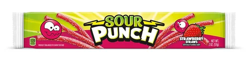Miniatura 2 de Sour Punch Straws - Caramelos masticables con sabor a fresa, bandeja de 2 onzas (paquete de 24)