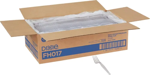 Tenedor de poliestireno FH017 marca Dixie, 7,13" de longitud, transparente (caja de 1000 unidades), Cristal, 1000