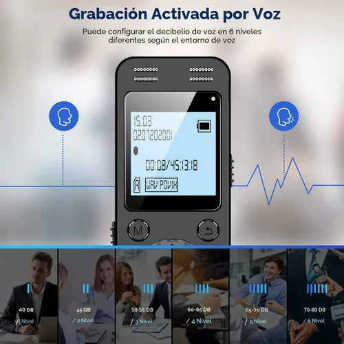 Miniatura 4 de EVIDA - Grabadora de voz digital de 128 GB para conferencias y reuniones, 9296 horas, dispositivo de grabación activado por voz, grabadora de audio